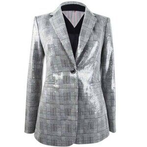 Tommy Hilfiger - Grey Plaid Single Breast Sequin Blazer - SZ 12 - NEW with Tags